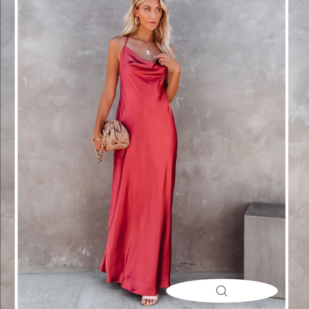 Love Letter Satin Cowl Neck Maxi Dress